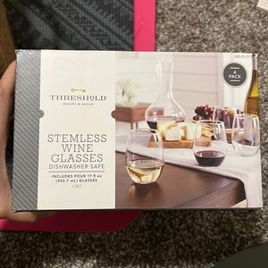BRAND NEW • Threshold Stemless Wine Glasses (4 x 17oz)
